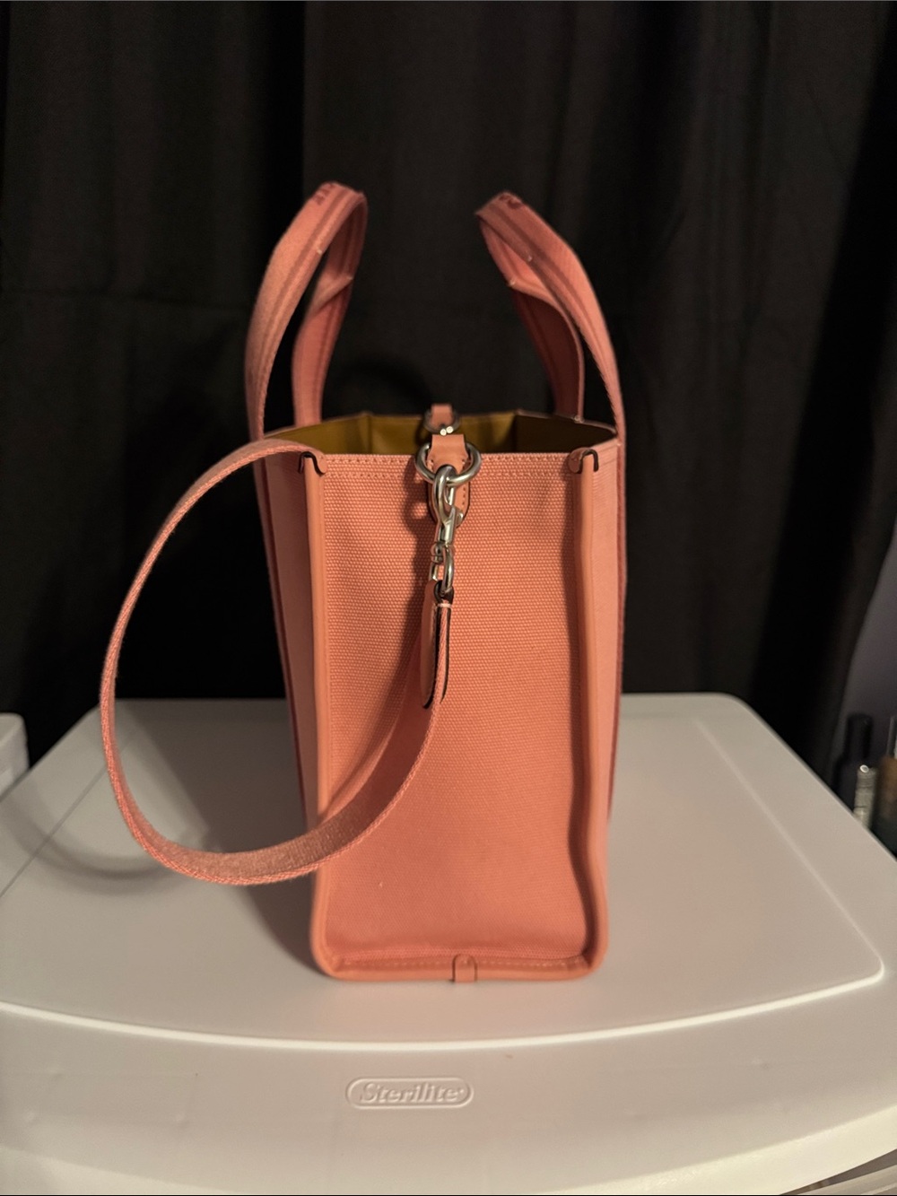 Coach Pink Large Canvas Tote with Branded Straps - Picture 3 of 4